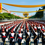 브루나이 다문화 축제 - **Image Prompt: The Royal Grandeur of National Day Parade**
    "A wide-angle, vibrant, and highly d...