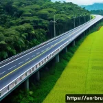 브루나이 교통사고 통계 - **A Serene Drive with Subtle Safety**
    "A stunning, high-angle shot of a modern, eco-friendly car...