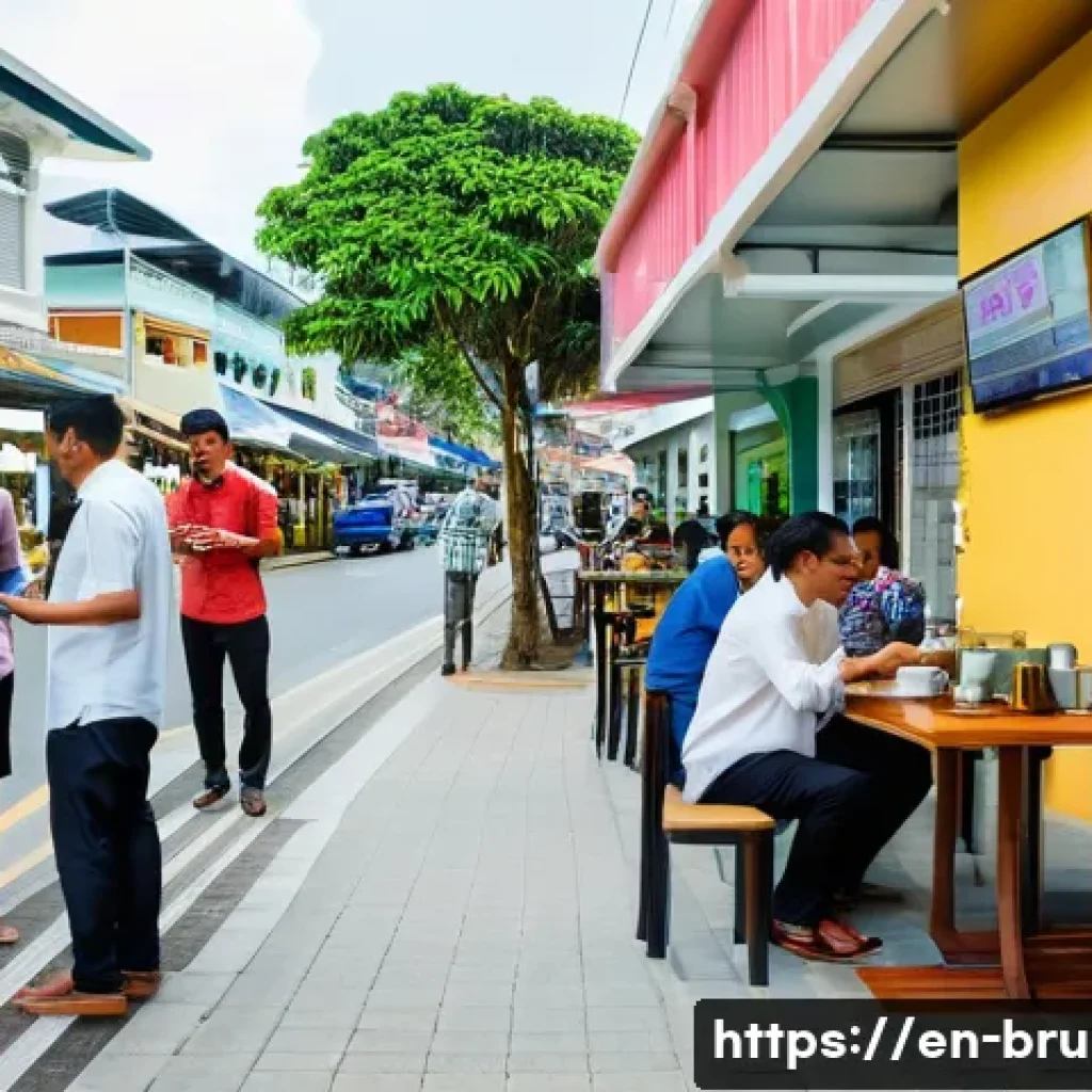 브루나이에서 영어 사용 가능성 - A vibrant urban street scene in Bandar Seri Begawan, Brunei, showing young professionals and locals ...