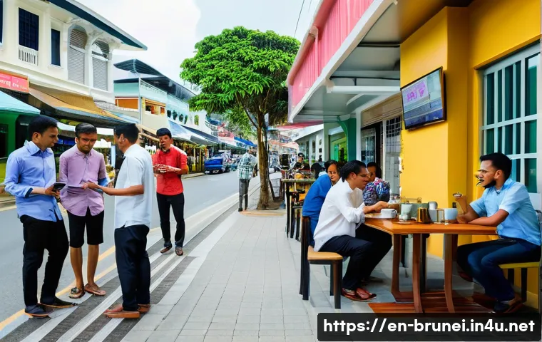 브루나이에서 영어 사용 가능성 - A vibrant urban street scene in Bandar Seri Begawan, Brunei, showing young professionals and locals ...