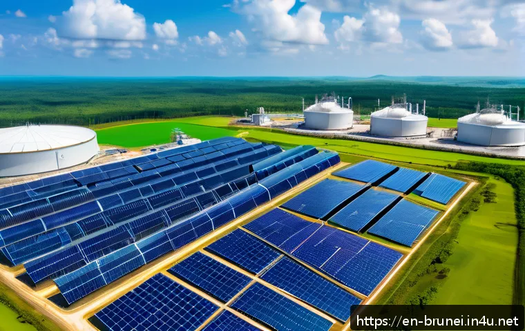 브루나이 석유 산업 변화 - A futuristic oil production facility in Brunei featuring advanced extraction technologies and digita...